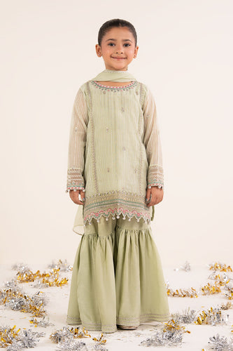 Mint Green 3 Piece Embroidered Yarn Dyed Suit