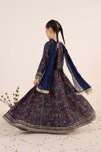 Load image into Gallery viewer, Navy Blue 3 Piece Embroidered Raw Silk Suit for Kids