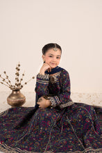 Load image into Gallery viewer, Navy Blue 3 Piece Embroidered Raw Silk Suit for Kids