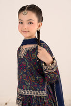 Load image into Gallery viewer, Navy Blue 3 Piece Embroidered Raw Silk Suit for Kids