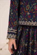 Load image into Gallery viewer, Navy Blue 3 Piece Embroidered Raw Silk Suit for Kids