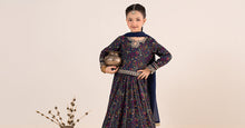 Load image into Gallery viewer, Navy Blue 3 Piece Embroidered Raw Silk Suit for Kids