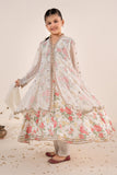 Off-White 4 Piece Embroidered Net Suit for Girls