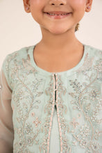 Load image into Gallery viewer, Light Blue 2 Piece Embroidered Organza Suit
