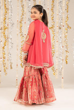 Load image into Gallery viewer, Kids 2 Piece Self Organza Shirt with Gharara - Pink