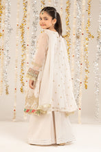 Load image into Gallery viewer, Kids 2 Piece Embroidered Poly Organza Frock - White