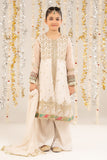 Kids 2 Piece Embroidered Poly Organza Frock - White
