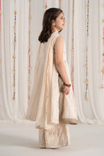 Load image into Gallery viewer, Off White 3 Piece Embroidered Cotton Staple Zari Suit