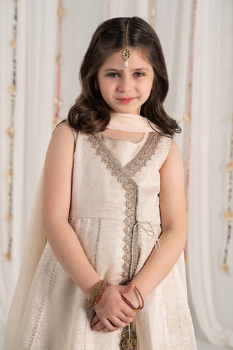 Off White 3 Piece Embroidered Cotton Staple Zari Suit
