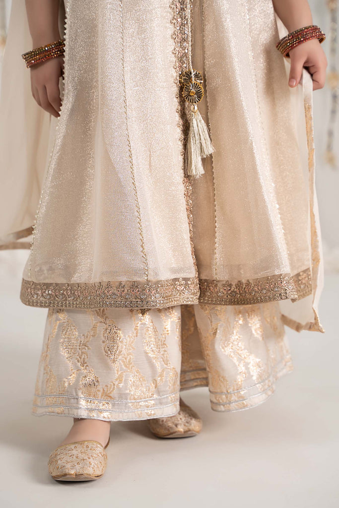 Off White 3 Piece Embroidered Cotton Staple Zari Suit
