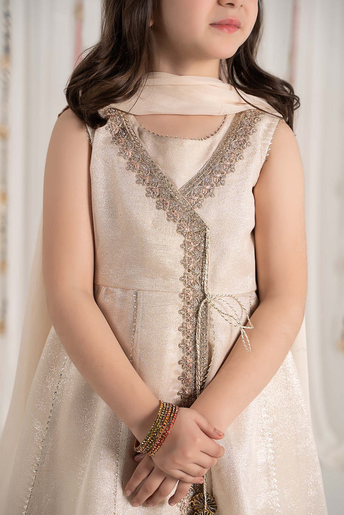 Off White 3 Piece Embroidered Cotton Staple Zari Suit