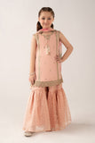 Cotton Satin 3 Piece Embroidered Suit for Girls - Pink