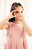 Kids 2 Piece Embroidered Cotton Net Suit - Pink