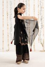 Load image into Gallery viewer, Kids 3 Piece Embroidered Raw Silk Suit - Black