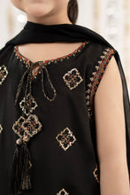 Load image into Gallery viewer, Kids 3 Piece Embroidered Raw Silk Suit - Black