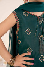 Load image into Gallery viewer, Bottle Green 3 Piece Embroidered Raw Silk Suit
