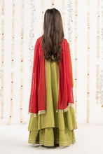 Load image into Gallery viewer, Kids 3 Piece Raw Silk Embroidered Suit - Green