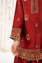 Load image into Gallery viewer, Girls 3 Piece Block Printed Two Tone Silk Suit - Red