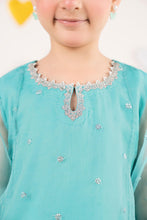 Load image into Gallery viewer, Aqua Blue 2 Piece Embroidered Organza Suit