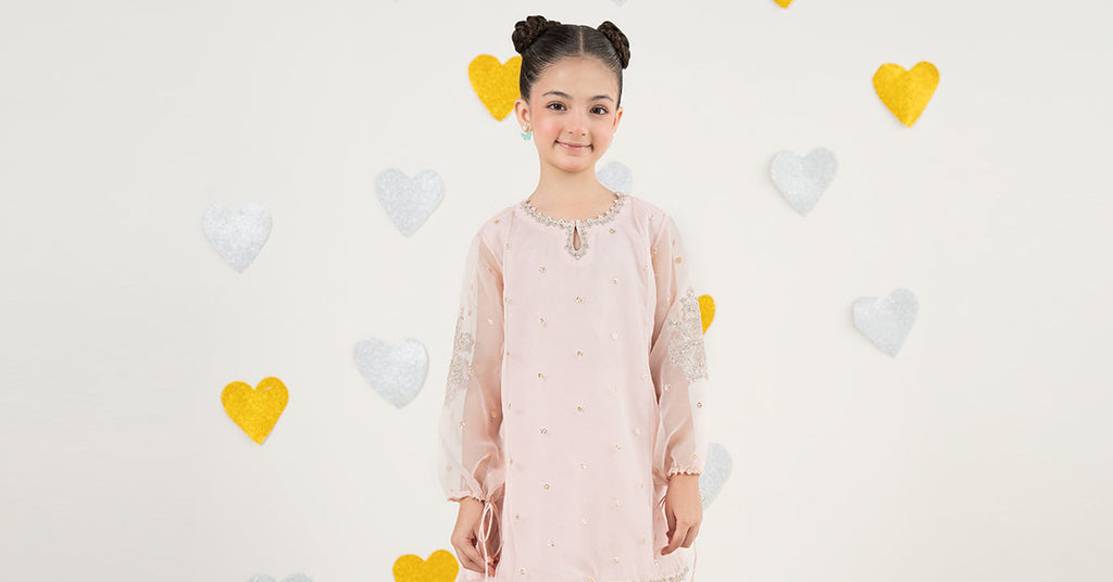 2 Piece Light Pink Organza Suit for Kids