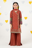 3 Piece Rust Brown Raw Silk Angrakha for Kids