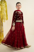 Load image into Gallery viewer, 3 Piece Embroidered Net Suit - Maroon for Girls