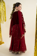 Load image into Gallery viewer, 3 Piece Embroidered Net Suit - Maroon for Girls