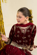 Load image into Gallery viewer, 3 Piece Embroidered Net Suit - Maroon for Girls