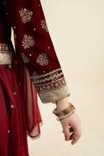 Load image into Gallery viewer, 3 Piece Embroidered Net Suit - Maroon for Girls