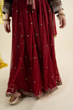 Load image into Gallery viewer, 3 Piece Embroidered Net Suit - Maroon for Girls