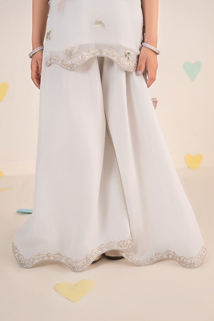 Aqua Blue 2 Piece Embroidered Chiffon Suit