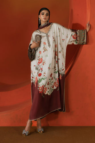 Embellished Satin Silk 3 Piece Suit – Maroon