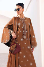 Load image into Gallery viewer, 3 Piece Brown Tissue Staple Embroidered Suit for Women
