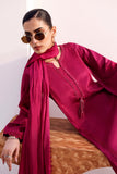 Maria.B Embroidered 3 Piece Hot Pink Tassel Silk Suit