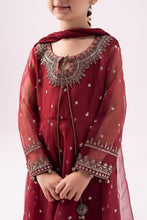 Load image into Gallery viewer, Maroon 3 Piece Embroidered Organza Suit for Girls