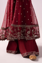 Load image into Gallery viewer, Maroon 3 Piece Embroidered Organza Suit for Girls