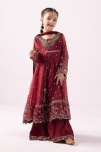 Load image into Gallery viewer, Maroon 3 Piece Embroidered Organza Suit for Girls