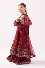 Load image into Gallery viewer, Maroon 3 Piece Embroidered Organza Suit for Girls