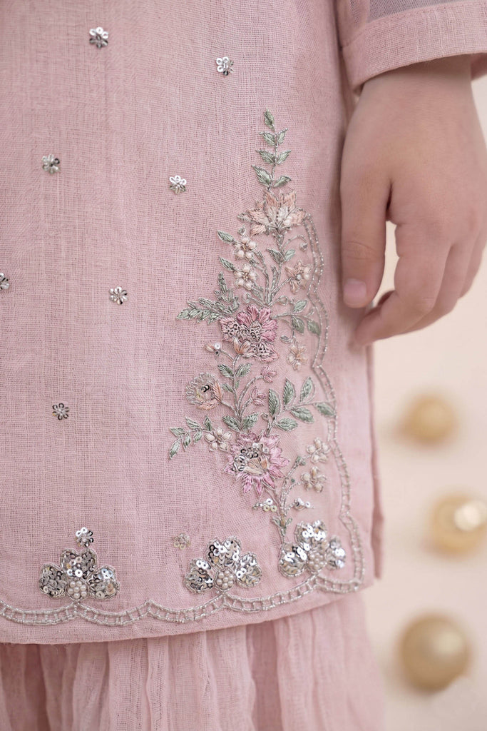 Pink Spray Embroidered Organza 2 Piece Suit
