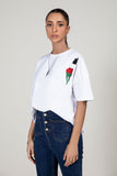 White Embroidered Graphic T-Shirt