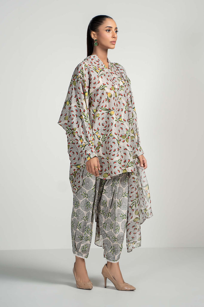 Beige 3 Piece Printed Lawn Suit