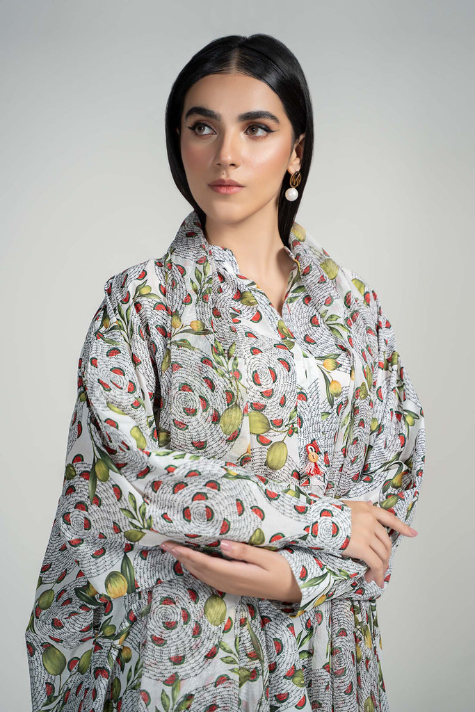 3 Piece Printed Lawn Suit with Baggy Shirt
