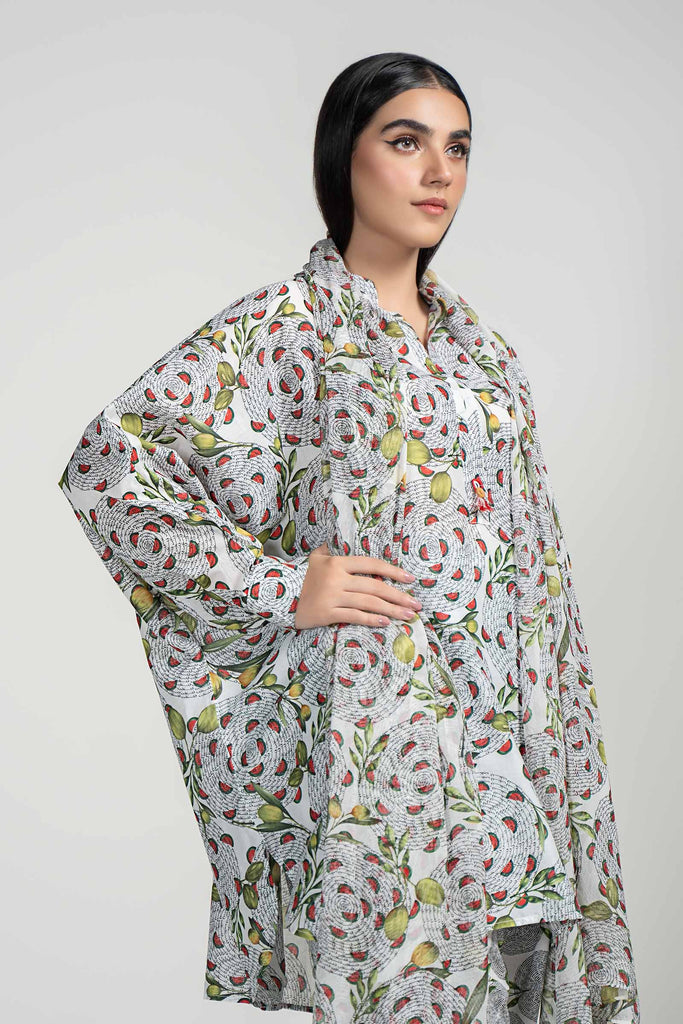3 Piece Printed Lawn Suit with Baggy Shirt