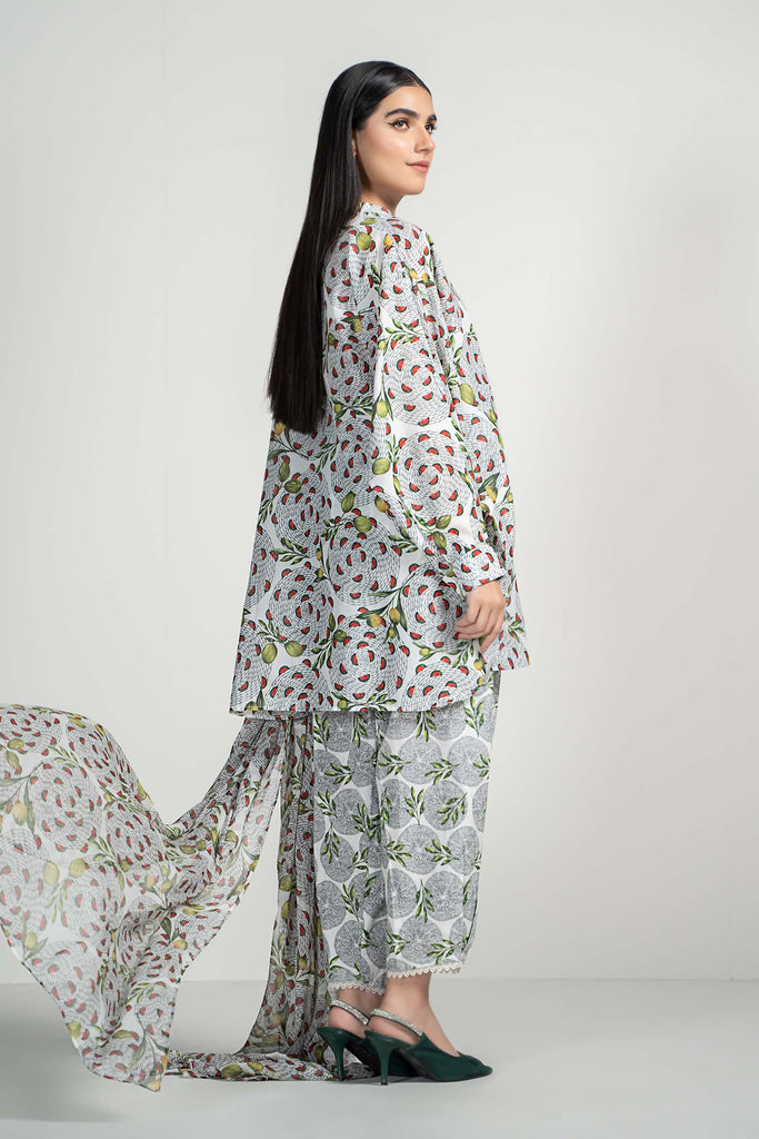 3 Piece Printed Lawn Suit with Baggy Shirt