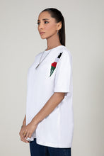 Load image into Gallery viewer, White Embroidered Graphic T-Shirt