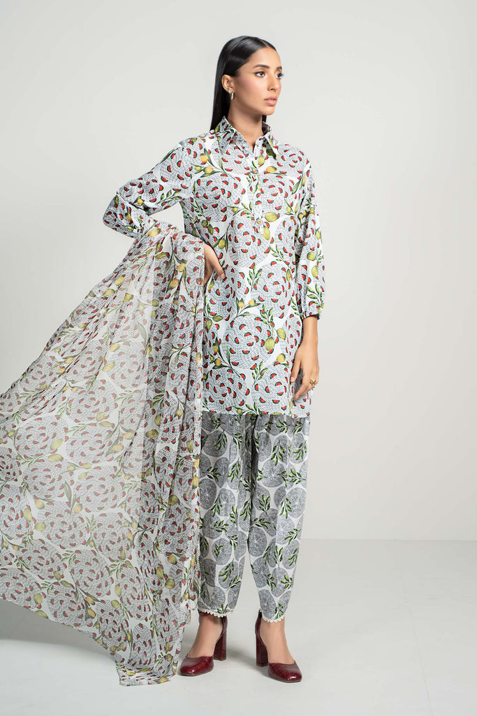 Off White 3 Piece Printed Lawn Suit