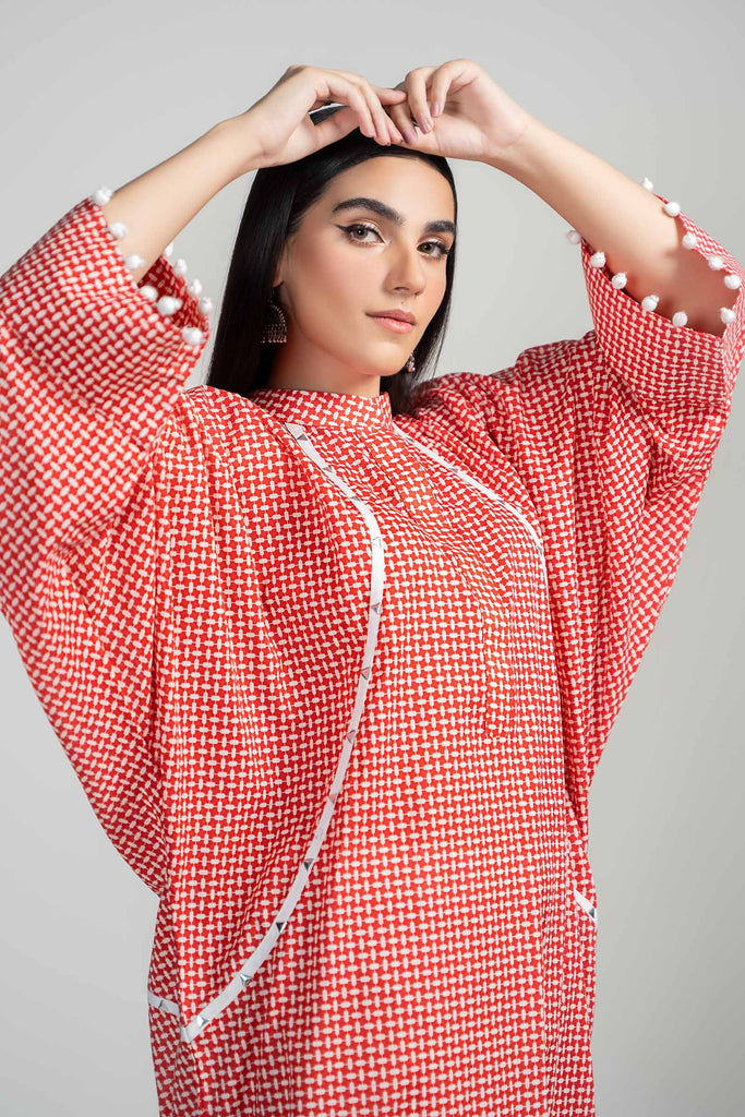 Red 2 Piece Printed Lawn Suit