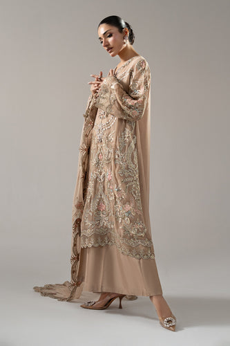 3 Piece Embroidered Chiffon Suit – Beige