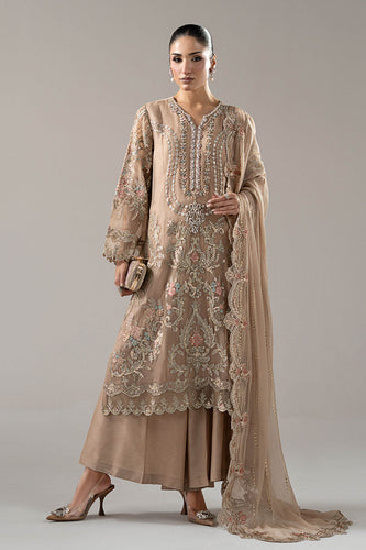 3 Piece Embroidered Chiffon Suit – Beige