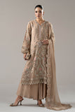 3 Piece Embroidered Chiffon Suit – Beige